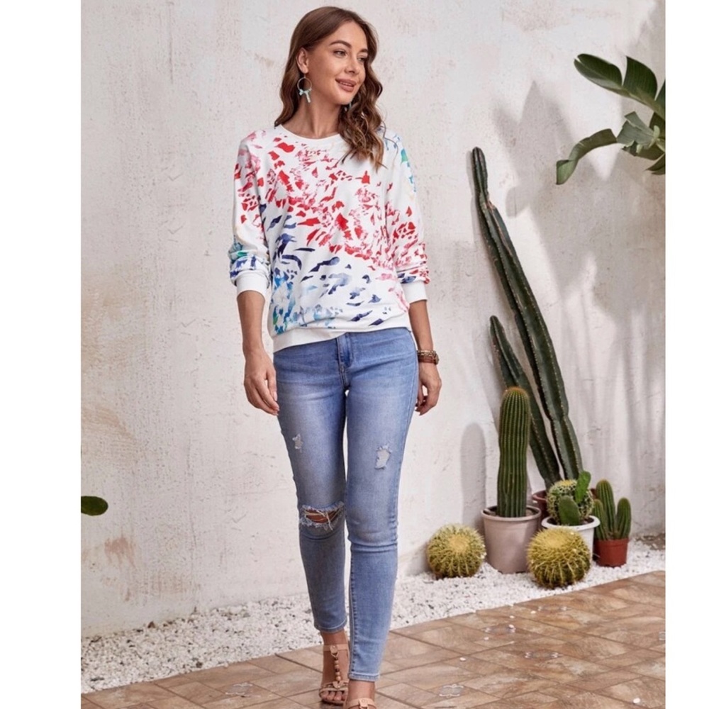 Boho Tie Dye Knit Sweater Top - Picture 4 of 6